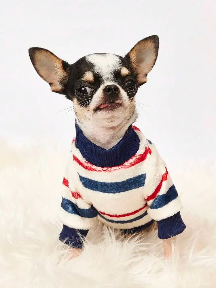 Striped Teddy Bear Fleece Dog Jumper – view 2