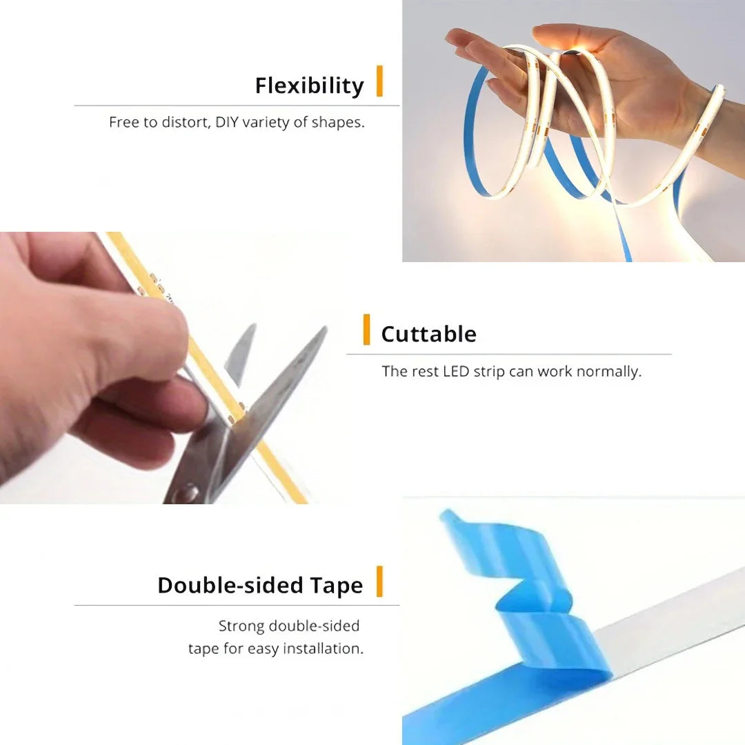 Dimmable USB COB LED Strip Light – Warm White – view 5