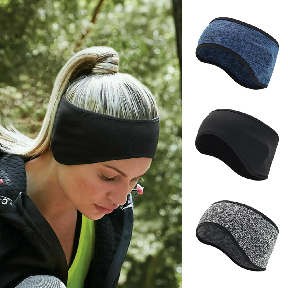 Fleece Ear Warmer Headband with Ponytail Gap – view 1
