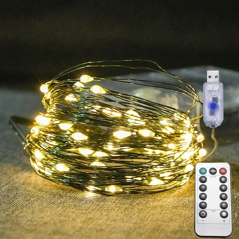 USB Copper Wire Fairy Lights – Warm Glow String Lights – view 2