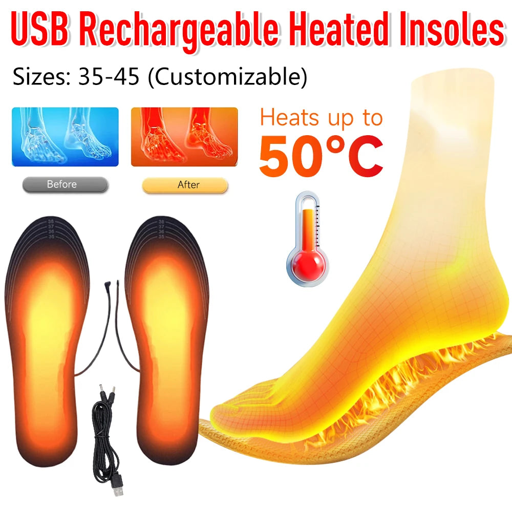 USB Heated Shoe Insoles – Foot Warmers for Cold Days – view 1