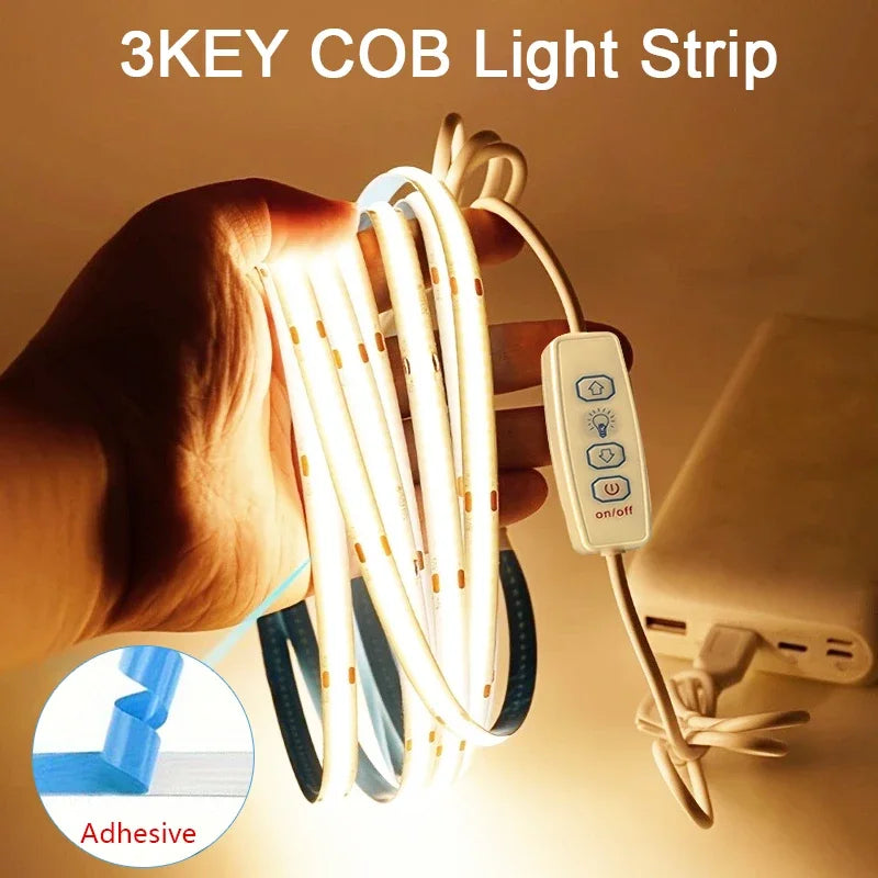 Dimmable USB COB LED Strip Light – Warm White – view 1