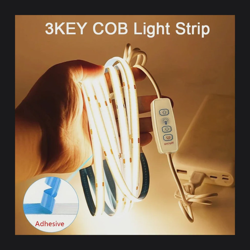 Dimmable USB COB LED Strip Light – Warm White